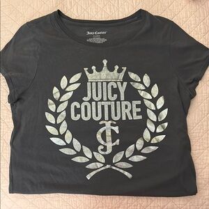 Juicy Couture Charcoal Tee with Metallic Emblem